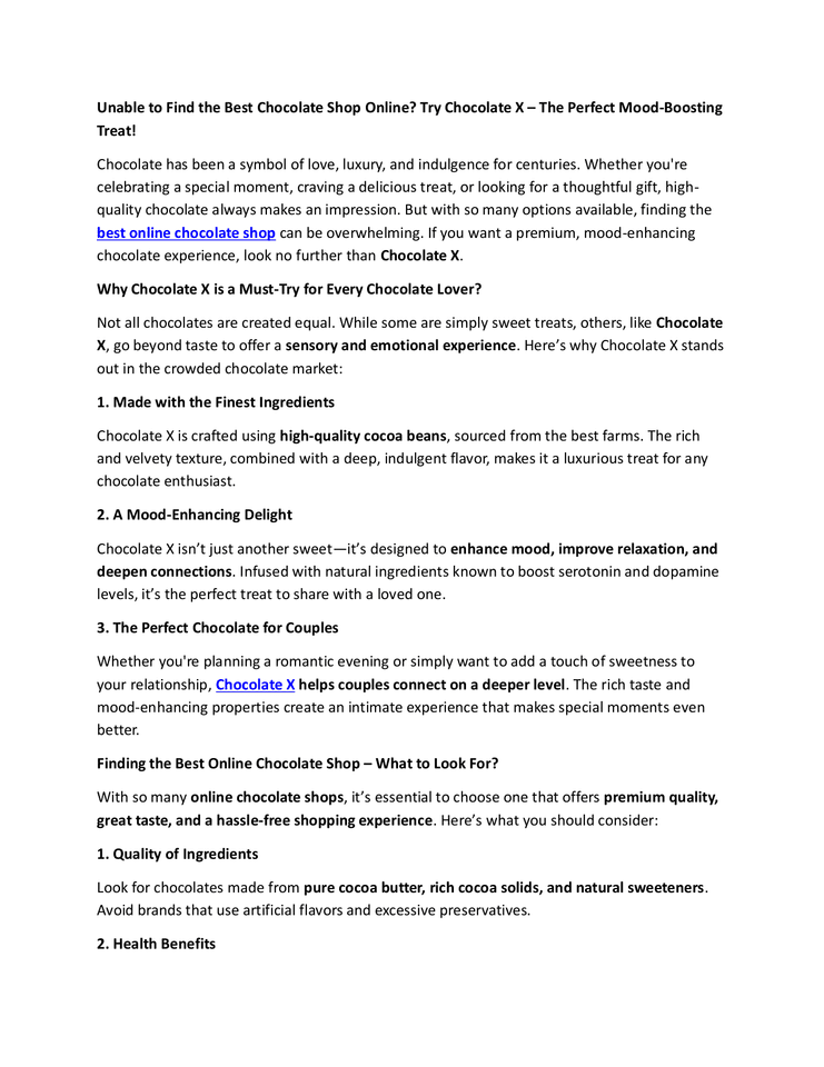 Buy Best Chocolates Online | Experience the Magic of ChocolateX with love!