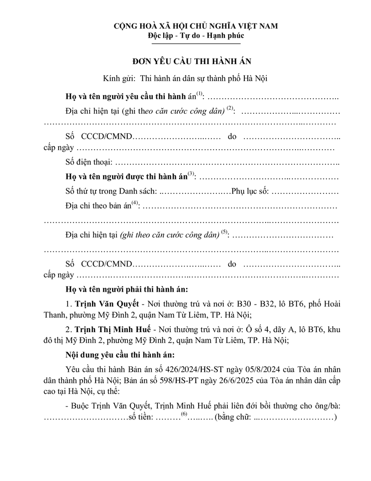 Đơn yêu cầu thi hành án FLC.doc